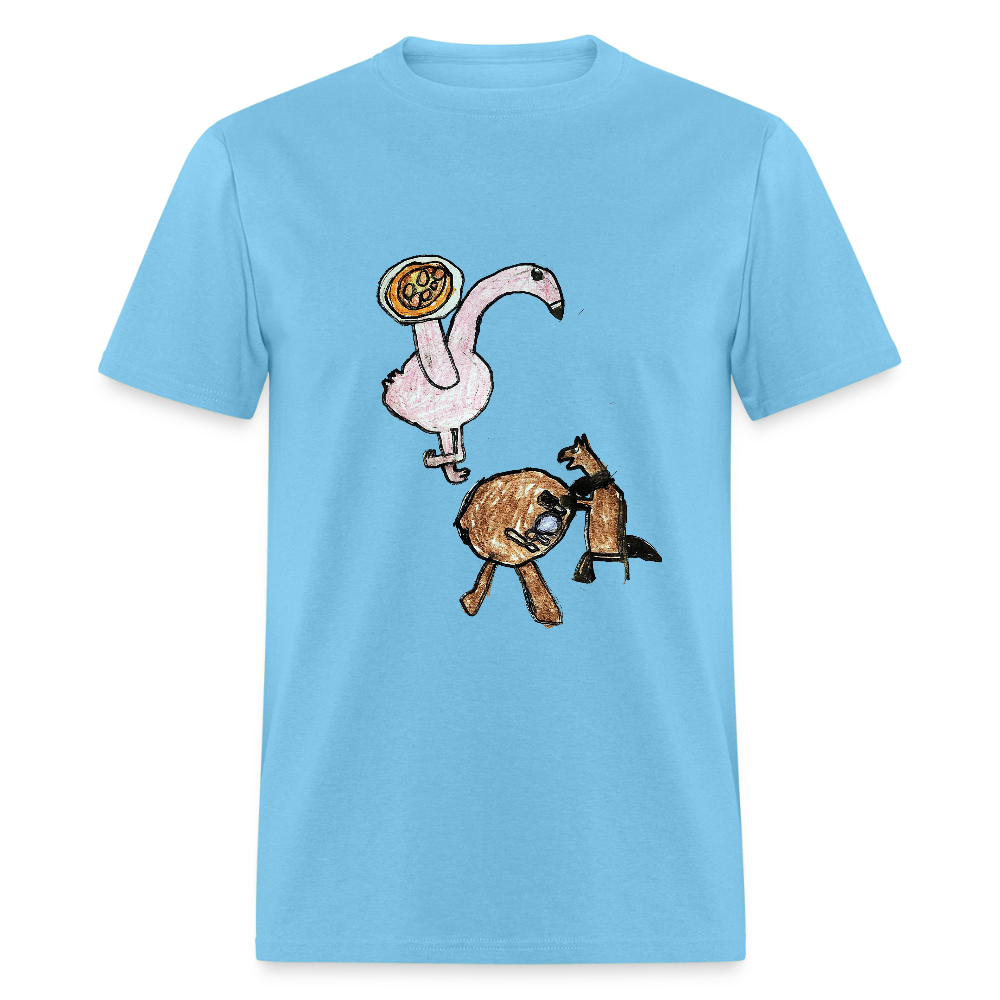 DC25 Evelyn's "Flamingo Pizzeria" T-Shirt - aquatic blue