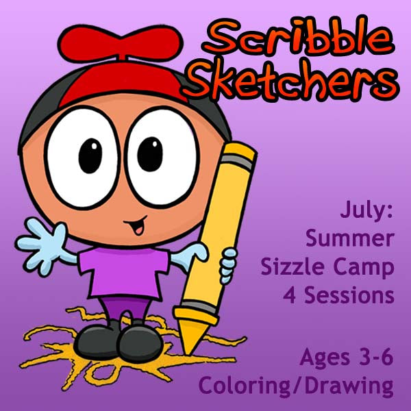 DC Scribble Sketchers (Month 11) July Package (4 Classes-Early Learner): Summer Sizzle