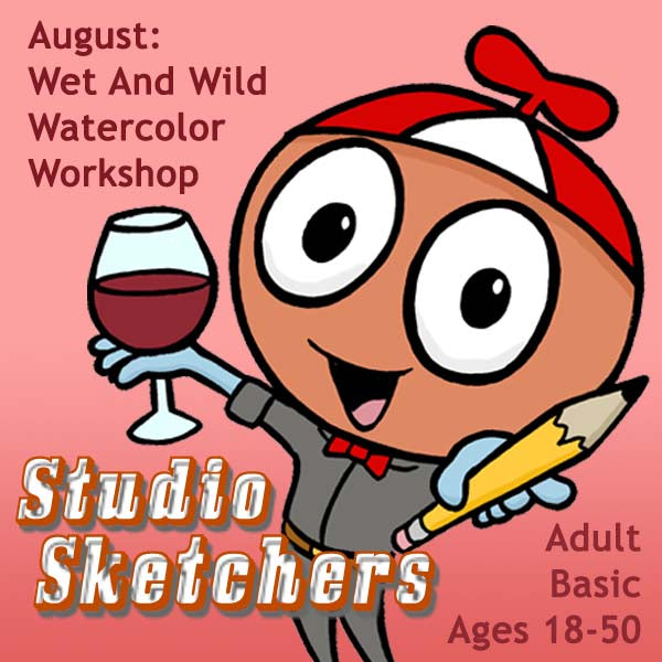 DC Studio Sketchers (Month 12) August Package (4 Classes-Adult): Wet And Wild Watercolor