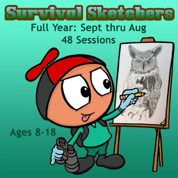 DC Survival Sketchers (1-Full-Year Package) 48 Classes- Animal Drawing