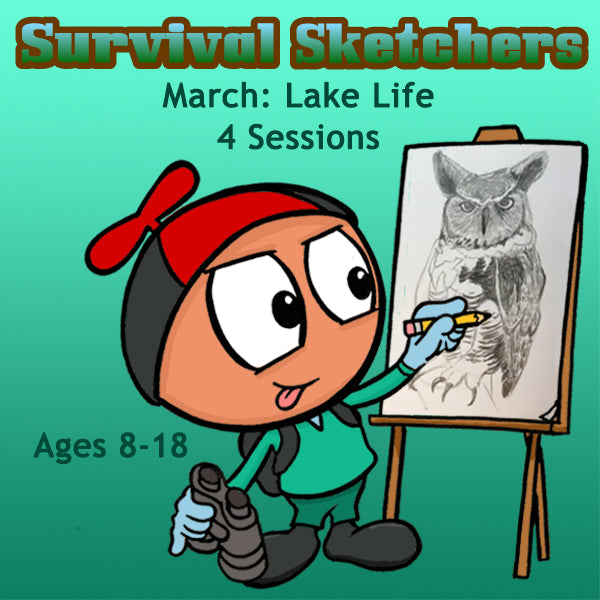 DC Survival Sketchers (Month 07) March Package (4 Classes: Animal Drawing): Lake Life