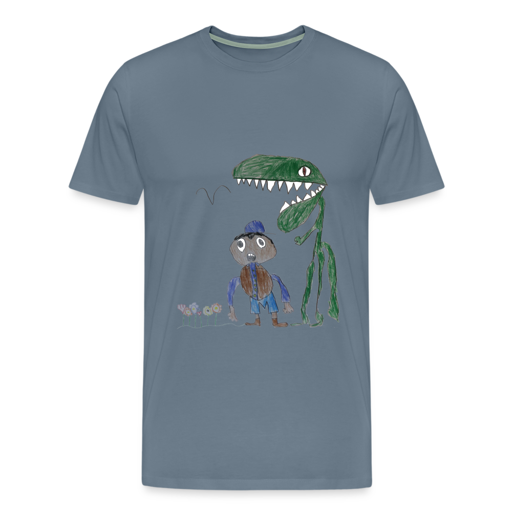 Elijah's Dino Dinner T-Shirt - steel blue