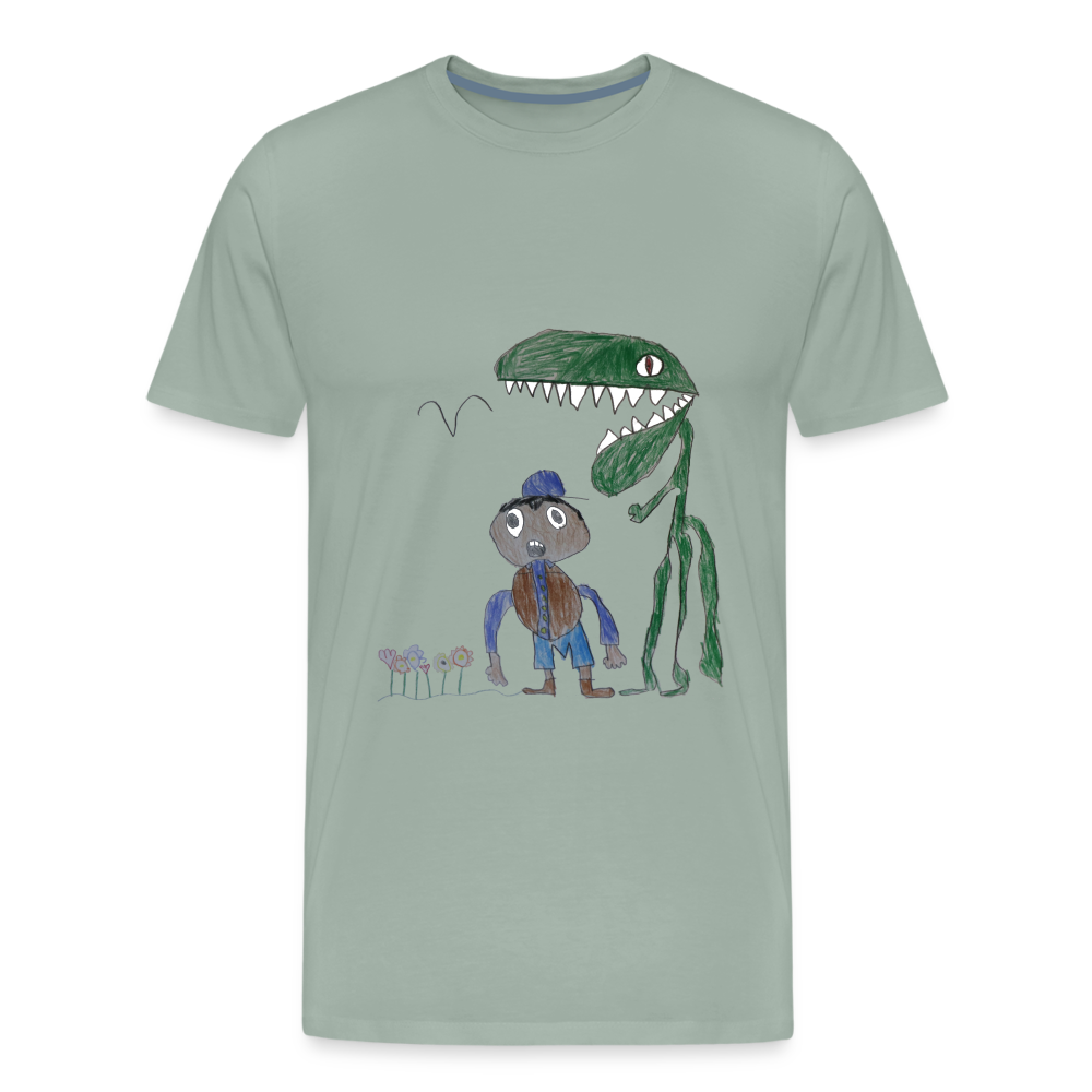 Elijah's Dino Dinner T-Shirt - steel green