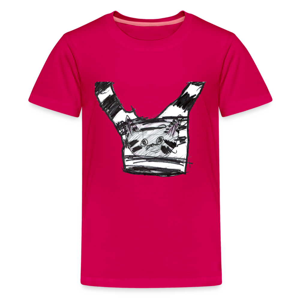 Claudia's Cat on T-Shirt on a T-Shirt - dark pink