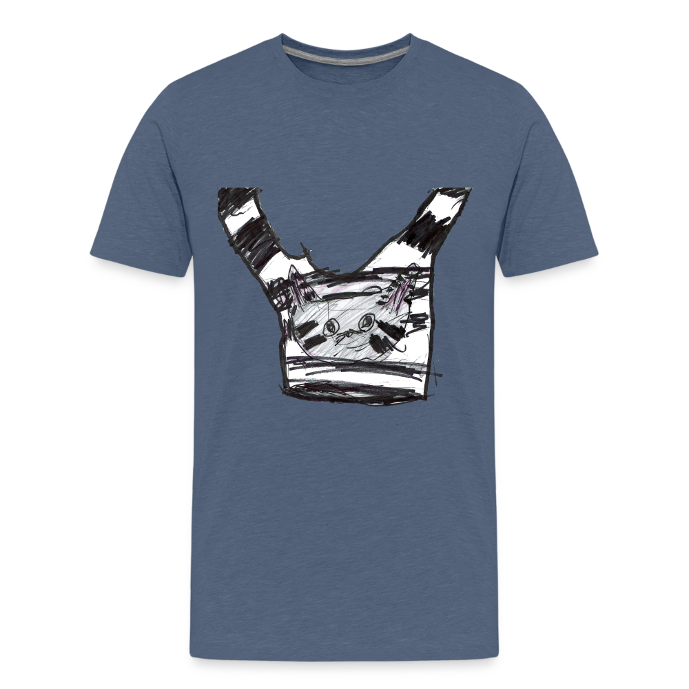 Claudia's Cat on T-Shirt on a T-Shirt - heather blue