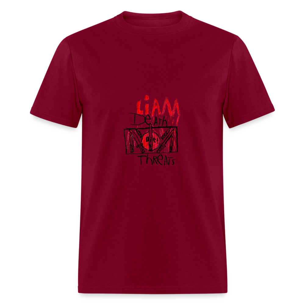Liam's Death Threats T-Shirt - burgundy