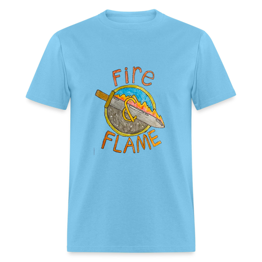 Isaac's Fire and Flame T-Shirt - aquatic blue