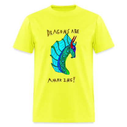 DC26 Reva's "Dragons Are Amazing" T-shirt - safety green