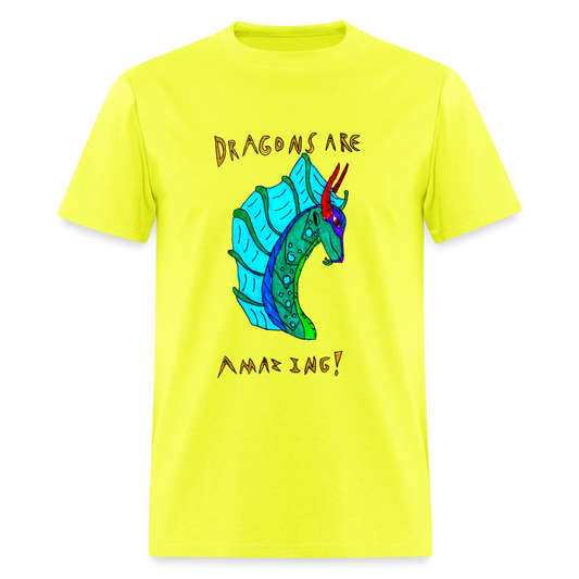 DC26 Reva's "Dragons Are Amazing" T-shirt - safety green