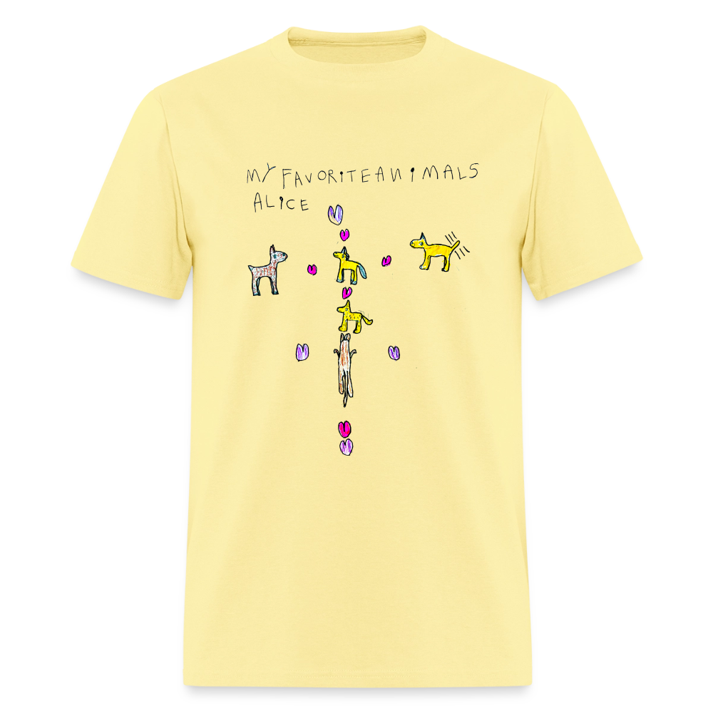 DC26 Alice's "Favorite Animals" T-shirt - cornsilk