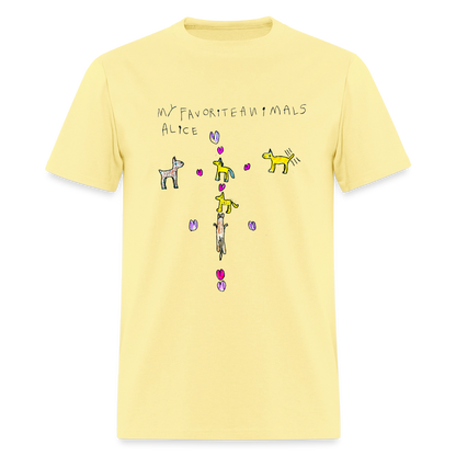 DC26 Alice's "Favorite Animals" T-shirt - cornsilk