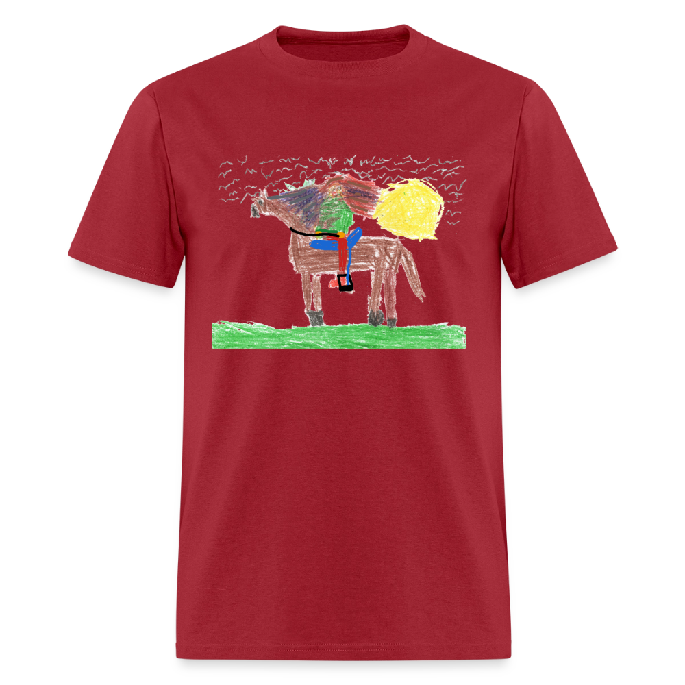 DC26 Evelyn H's "Horse Riding" T-shirt - dark red