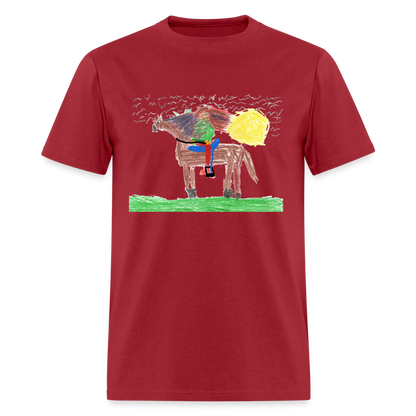 DC26 Evelyn H's "Horse Riding" T-shirt - dark red