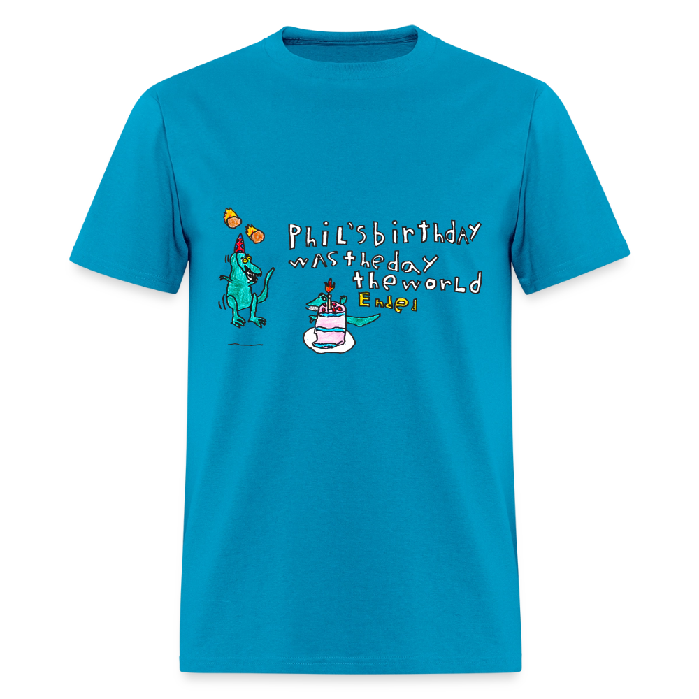 DC26 Patrick's "Dino Birthday Apocalypse" T-shirt - turquoise