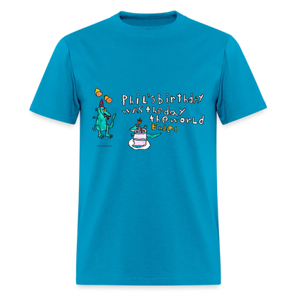 DC26 Patrick's "Dino Birthday Apocalypse" T-shirt - turquoise