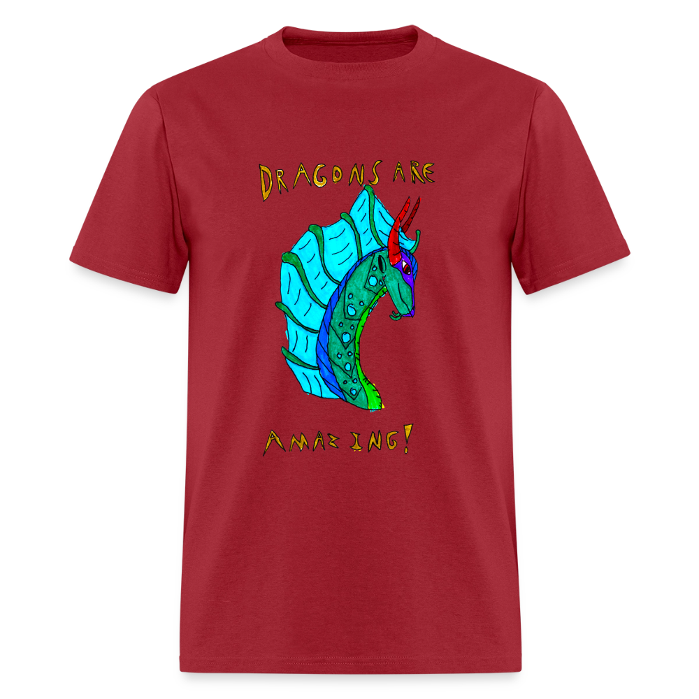 DC26 Reva's "Dragons Are Amazing" T-shirt - dark red