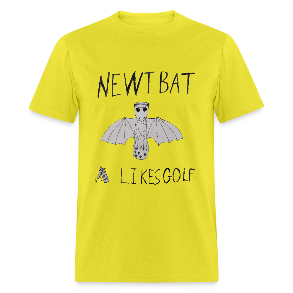 DC25 Oliver W's "Newtbat Likes Golf" T-Shirt - yellow