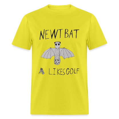 DC25 Oliver W's "Newtbat Likes Golf" T-Shirt - yellow