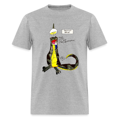 DC26 Callie's "Dino Dentist" T-shirt - heather gray