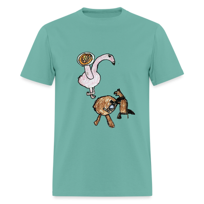 DC25 Evelyn's "Flamingo Pizzeria" T-Shirt - aquatic