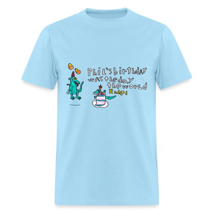 DC26 Patrick's "Dino Birthday Apocalypse" T-shirt - powder blue
