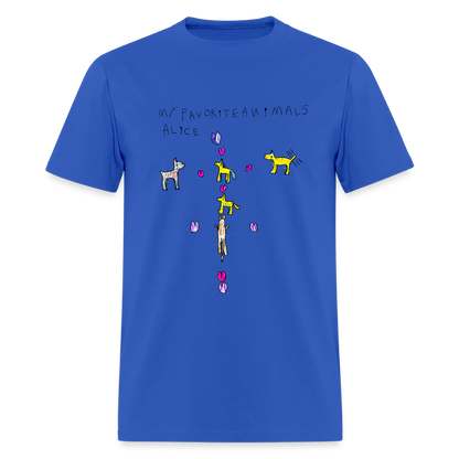 DC26 Alice's "Favorite Animals" T-shirt - royal blue