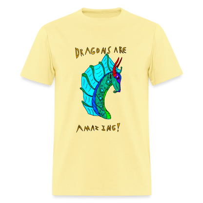DC26 Reva's "Dragons Are Amazing" T-shirt - cornsilk