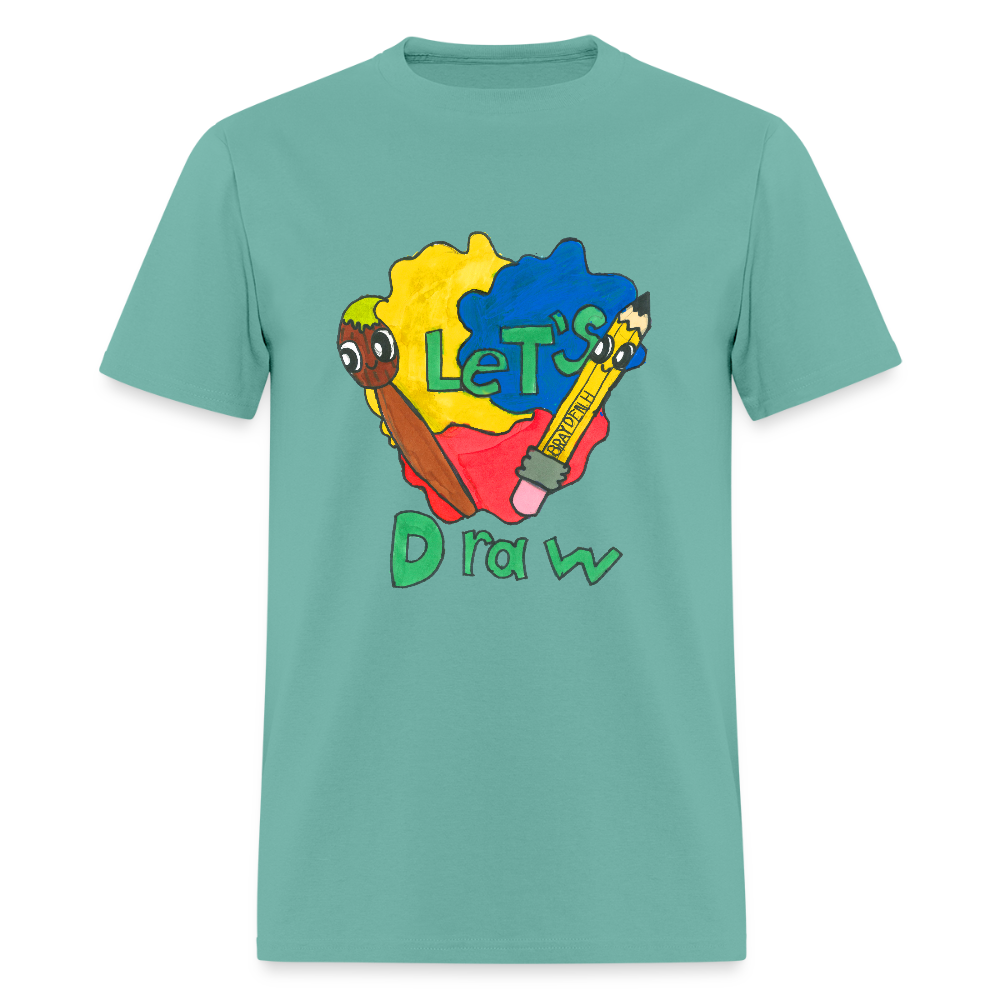 DC25 Brayden's "Let's Draw" T-shirt - aquatic