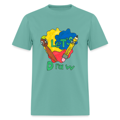 DC25 Brayden's "Let's Draw" T-shirt - aquatic
