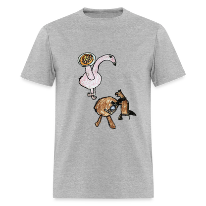 DC25 Evelyn's "Flamingo Pizzeria" T-Shirt - heather gray
