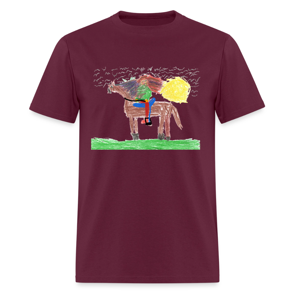 DC26 Evelyn H's "Horse Riding" T-shirt - burgundy