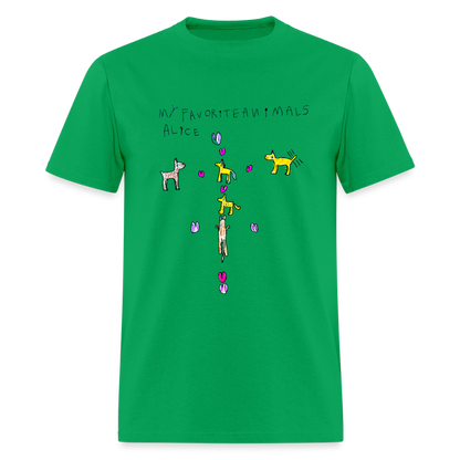 DC26 Alice's "Favorite Animals" T-shirt - bright green