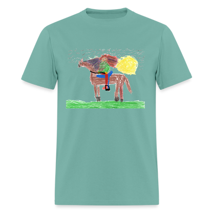 DC26 Evelyn H's "Horse Riding" T-shirt - aquatic