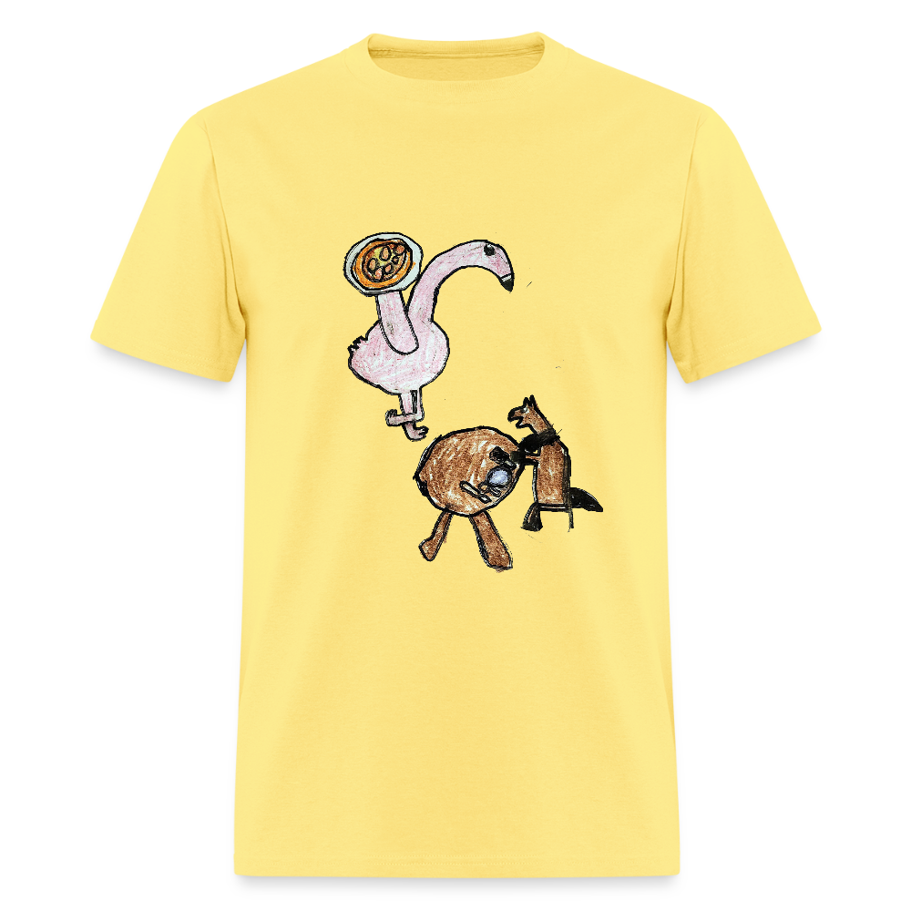 DC25 Evelyn's "Flamingo Pizzeria" T-Shirt - cornsilk
