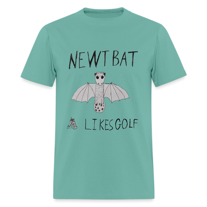DC25 Oliver W's "Newtbat Likes Golf" T-Shirt - aquatic