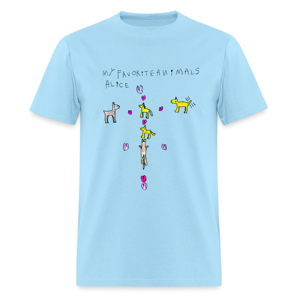 DC26 Alice's "Favorite Animals" T-shirt - powder blue