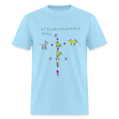 DC26 Alice's "Favorite Animals" T-shirt - powder blue