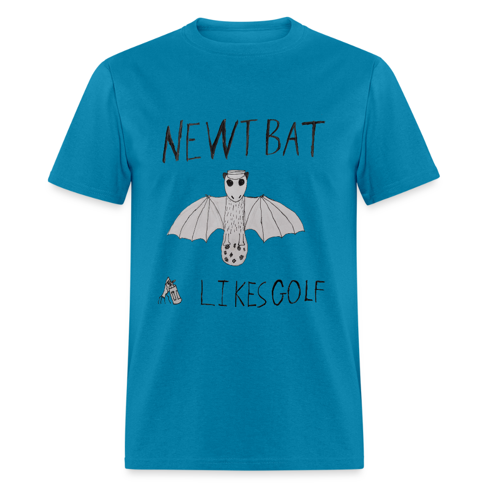 DC25 Oliver W's "Newtbat Likes Golf" T-Shirt - turquoise