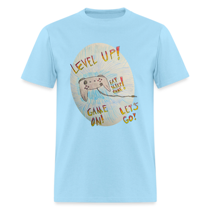 DC26 Wyatt's "Level Up!" T-shirt - powder blue
