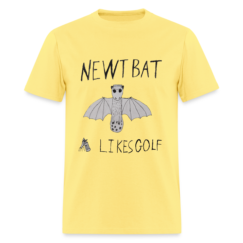DC25 Oliver W's "Newtbat Likes Golf" T-Shirt - cornsilk