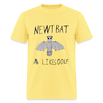DC25 Oliver W's "Newtbat Likes Golf" T-Shirt - cornsilk
