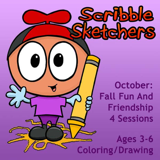 DC Scribble Sketchers (Month 02) October Package (4 Classes-Early Learner): Fall Fun & Friendship