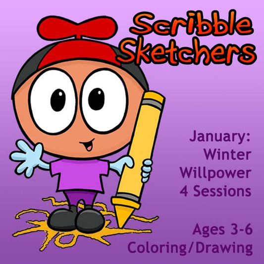 DC Scribble Sketchers (Month 05) January Package (4 Classes-Early Learner): Winter Willpower