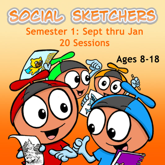DC Social Sketchers (1st Semester Package: Sep-Jan) 20 Classes- Ages 8-18 Drawing Lite