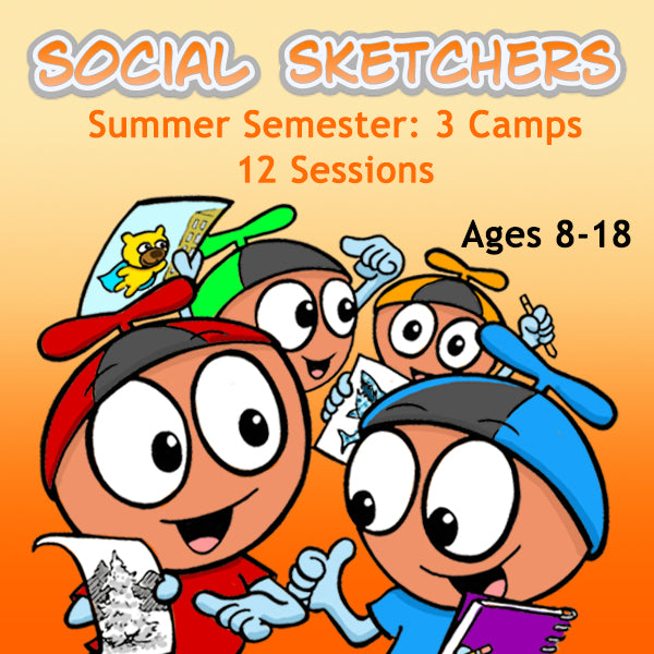 DC Social Sketchers (3rd Semester Summer Package: Jun-Aug) 12 Classes-  Ages 8-18 Drawing Lite