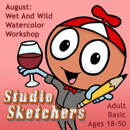 DC Studio Sketchers (Month 12) August Package (4 Classes-Adult): Wet And Wild Watercolor