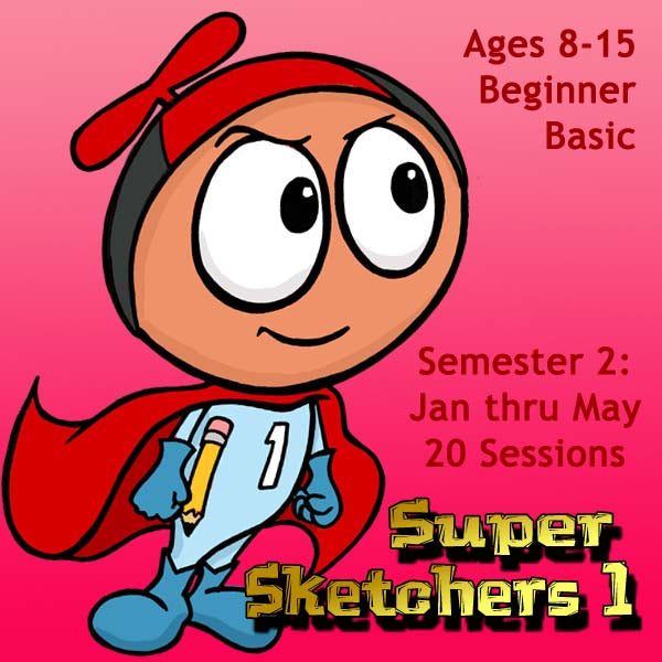 DC Super Sketchers 1 (2nd Semester Package: Jan-May)  20  Classes-Basic Drawing