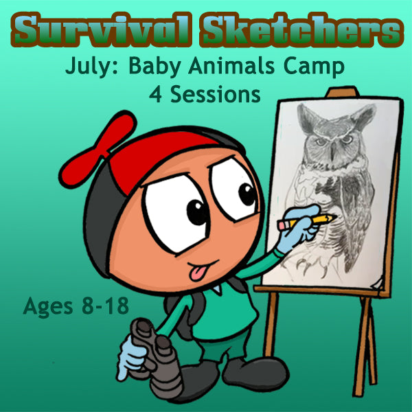 DC Survival Sketchers (Month 11) July Package (4 Classes-Animal Drawing):Baby Animals Camp