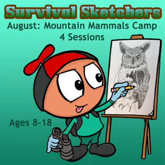 DC Survival Sketchers (Month 12) August Package (4 Classes-Animal Drawing): Mountain Mammals Camp