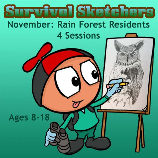 DC Survival Sketchers (Month 03) November Package (4 Classes-Animal Drawing): Rain Forest Residents